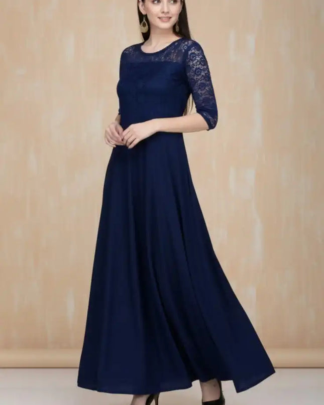 Shiv Vol 108 Georgette Dark Blue Color Gown Collection