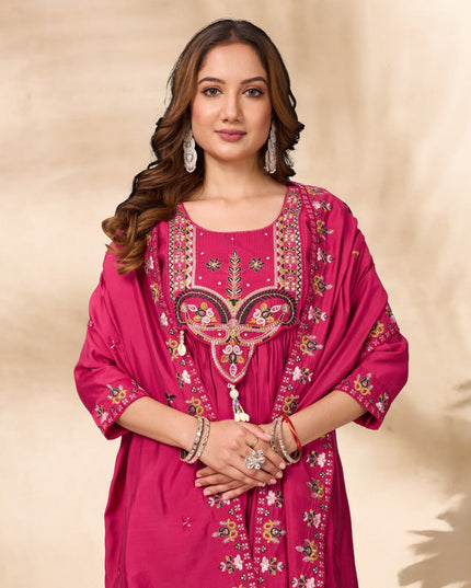 Lila 139 Roman Silk Pink Anarkali Kurtis Dress for Women