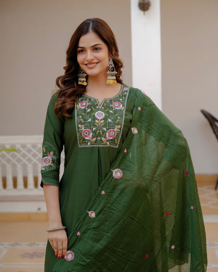 Lila 145 Green Viscose Silk Readymade Dress Collection