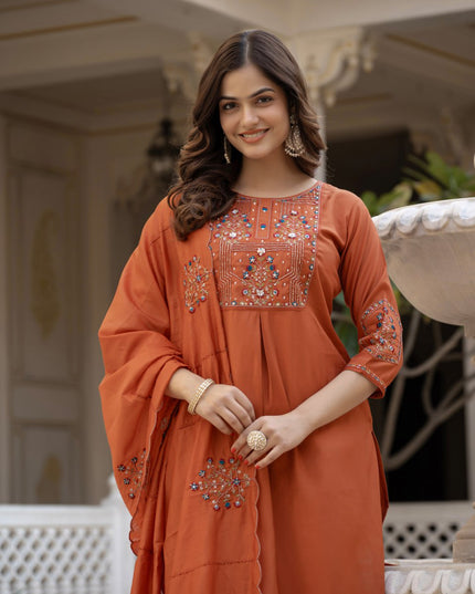 Lila 144 Orange Viscose Silk Designer Readymade Suit 2026