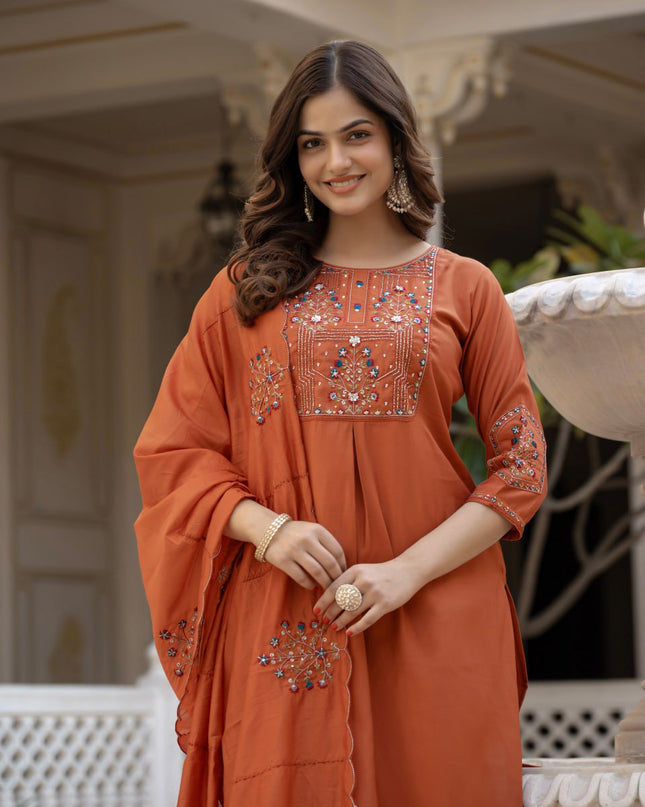 Lila 144 Orange Viscose Silk Designer Readymade Suit 2026