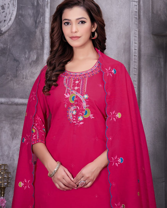 Lila 138 Pink Roman Silk Embroidery Readymade Suit