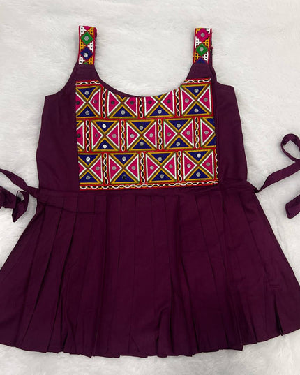 SS2016 Vol 01 Wine Rayon Gamthi Embroidery Short Top
