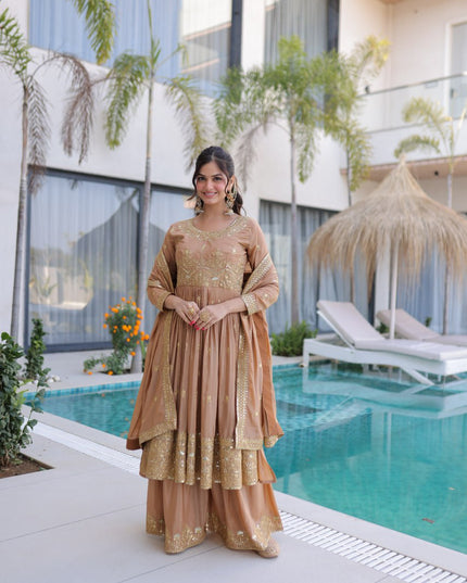 Moni 1233 Super Silk Sequins Embroidery Sharara Suit