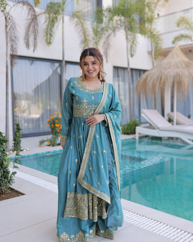 Moni 1233 Super Silk Sequins Embroidery Sharara Suit Collection