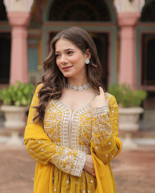 Mohini 9305 Yellow Faux Georgette Designer Readymade Suit