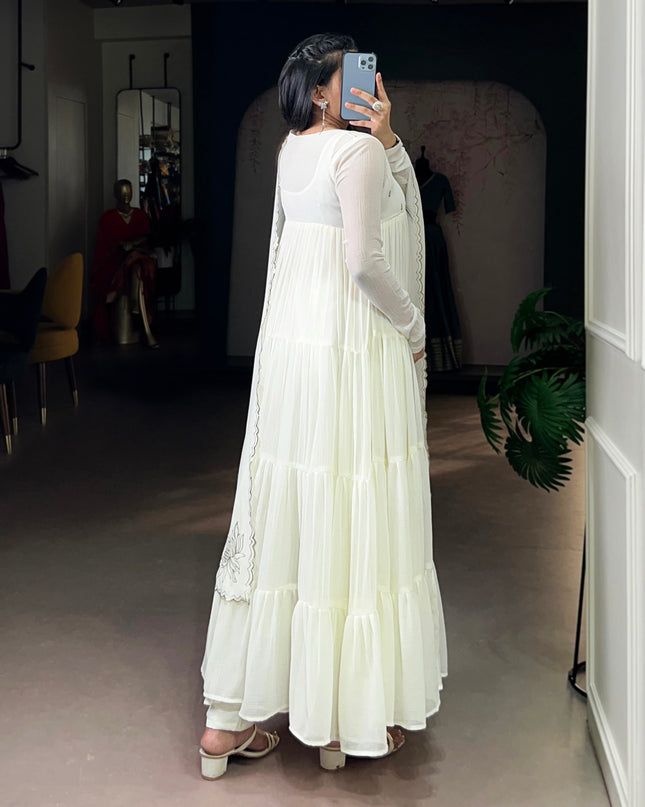 WMN 5001 White Marbel Anarkali Readymade Suit