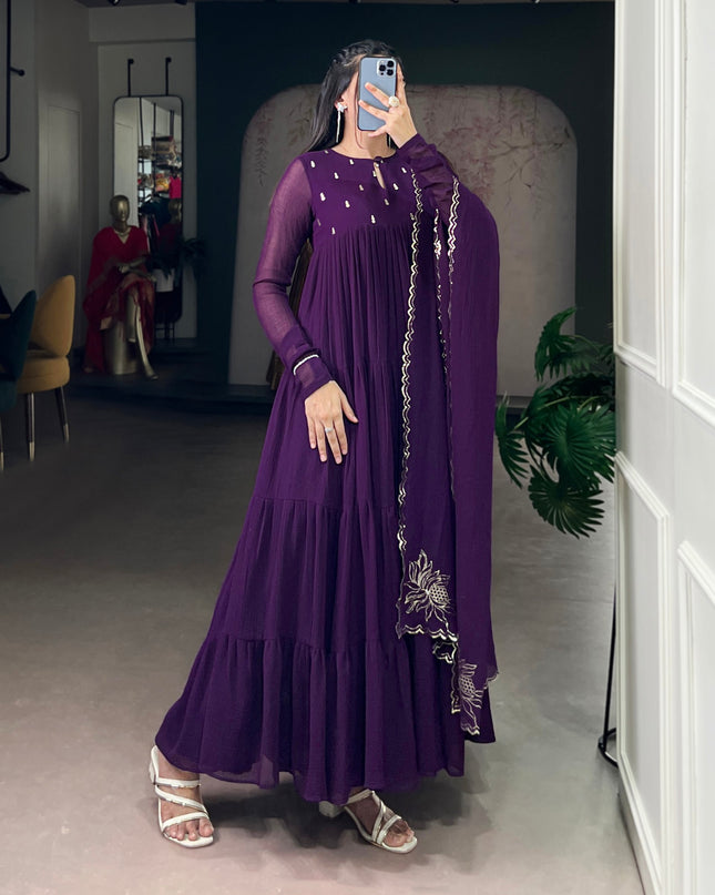 WMN 5001 Purple Marbel Anarkali Readymade Suit 2026