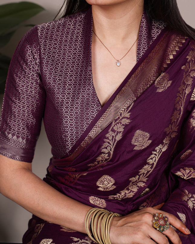 WMN 7914 Wine Naylon Weaving Work Festival Saree