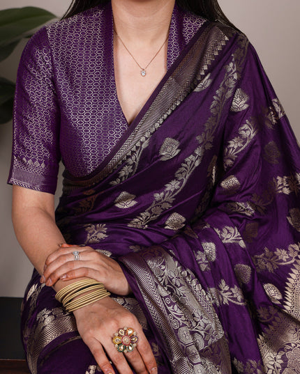 WMN 7914 Purple Naylon Weaving Work Festival Saree Collection