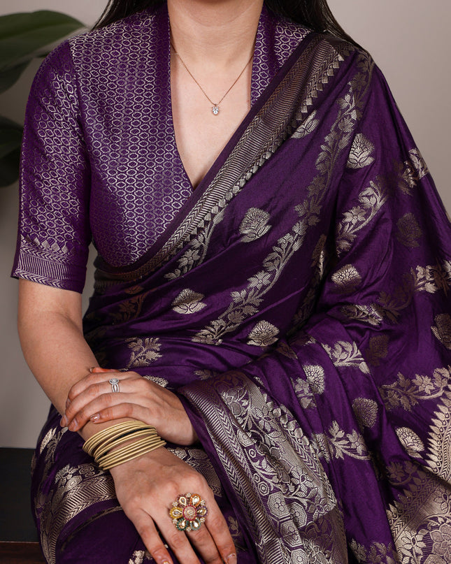 WMN 7914 Purple Naylon Weaving Work Festival Saree Collection