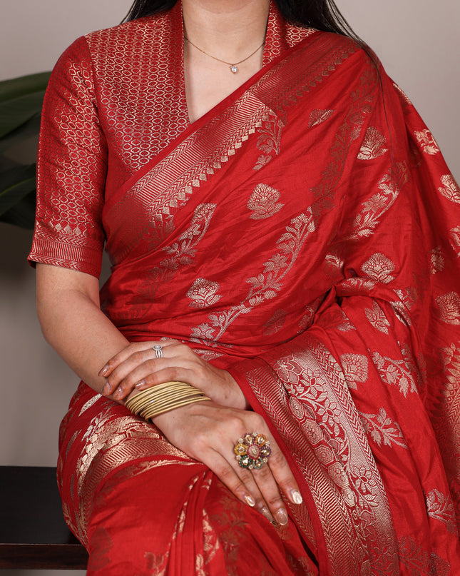 WMN 7914 Red Naylon Weaving Work Festival Saree
