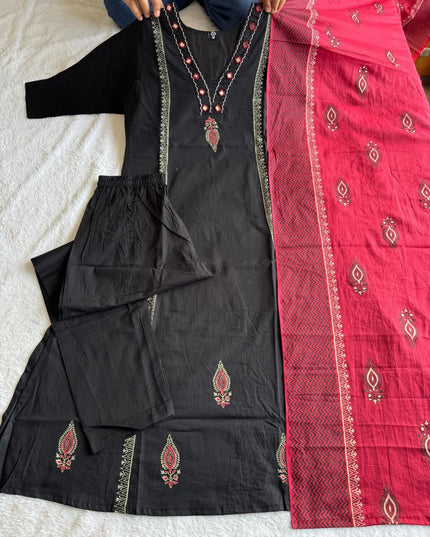 KR 399 Black Cotton Women Readymade Dress Collection