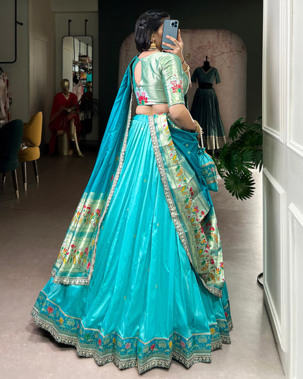 WMN 2030A Sky Blue Soft Silk Paithani Lehenga Choli