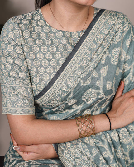 WMN 8004 Cotton Silk Flower Printed Saree Collection