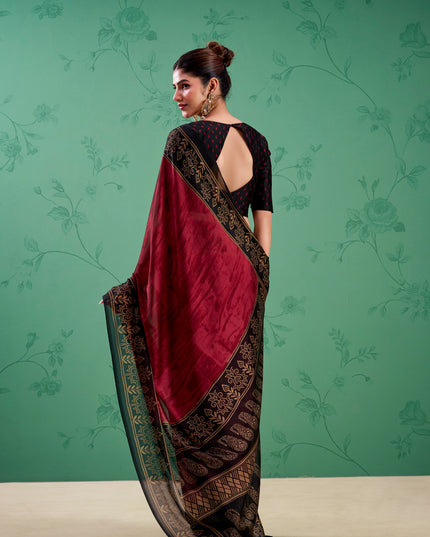 WMN 7103 Maroon Rangoli Silk Printed Saree Collection