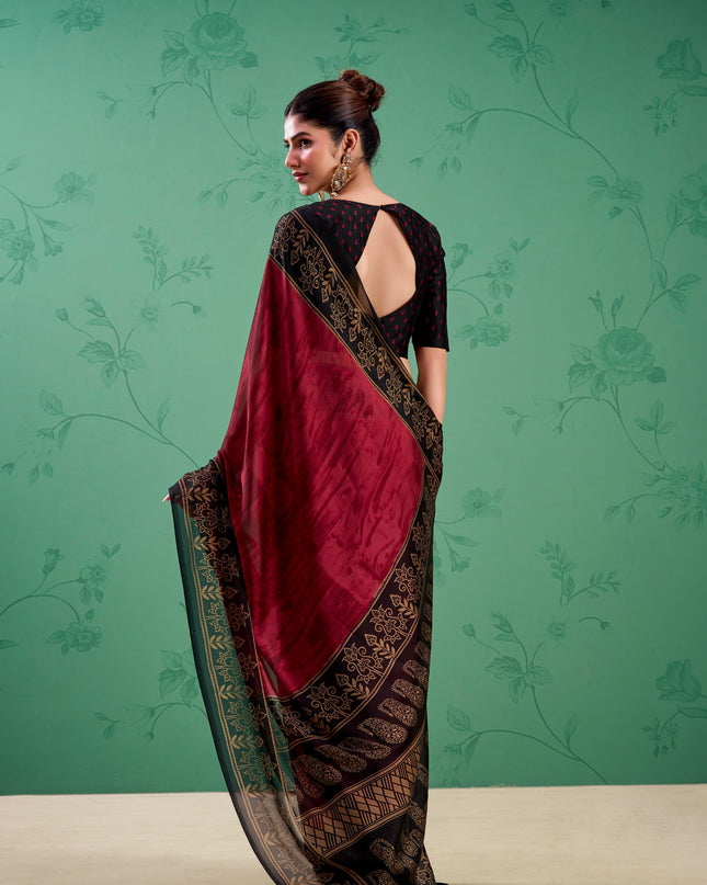 WMN 7103 Maroon Rangoli Silk Printed Saree Collection