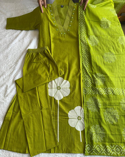 KR 395 Parrot Cotton Designer Readymade Dress