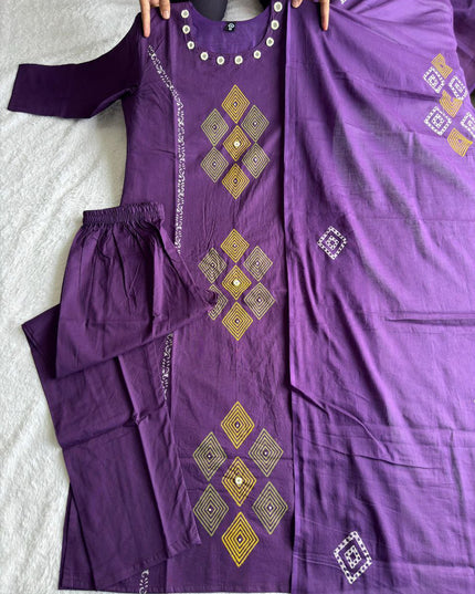KR 393 Purple Cotton Designer Readymade Dress For Women