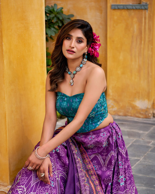 WMN 1010 Purple Vaishali Silk Printed Lehenga Choli For Women