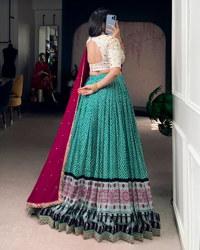 WMN 1416 Rayon Bandhej Ajrakh Printed Lehenga Choli