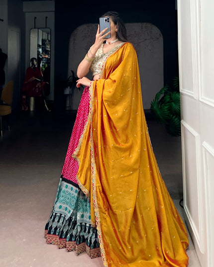 WMN 1416 Pink Rayon Printed Festival Lehenga Choli