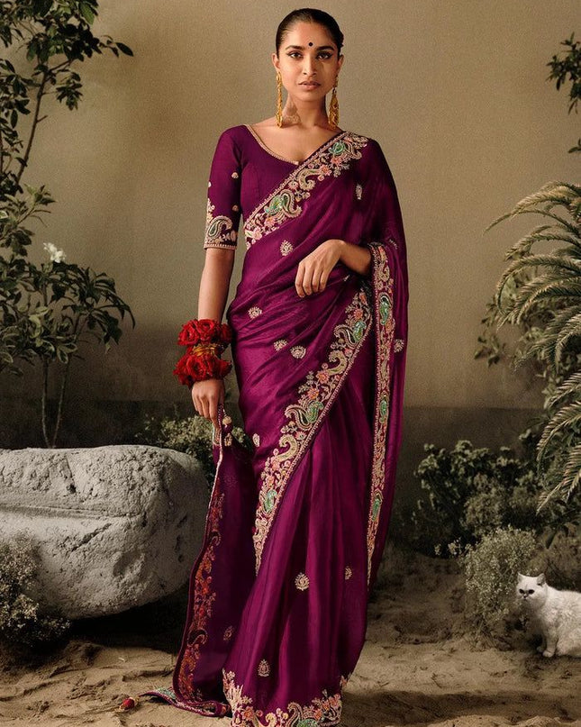 Kiara Sky Force Rangoli Silk Embroidery Party Wear Saree
