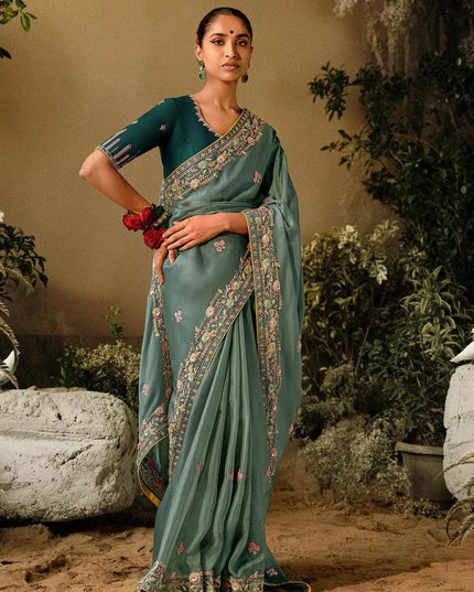 Kiara Sky Force Rangoli Silk Embroidery Party Wear Saree Collection