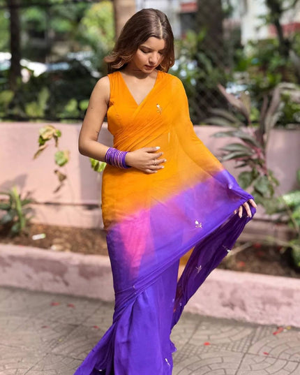 WMS Georgette Handwork Party Wear Padding Saree