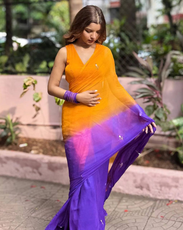 WMS Georgette Handwork Party Wear Padding Saree