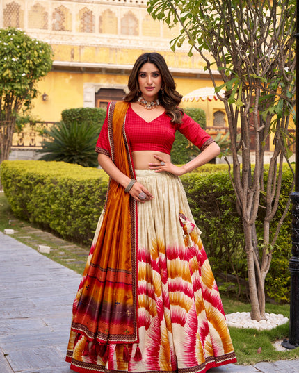 WMN 1247 Tasar Silk Designer Printed Lehenga Choli For Women