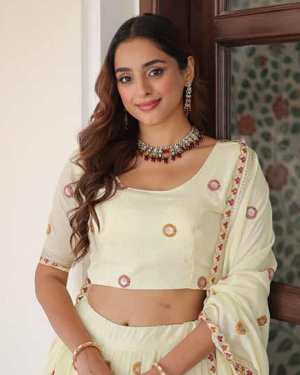 Mohini 7155 Cream Vichitra Silk Lehenga Choli For Women