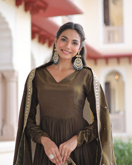 Moni 1218 Vichitra Silk Festive Gown With Dupatta Collection 2026