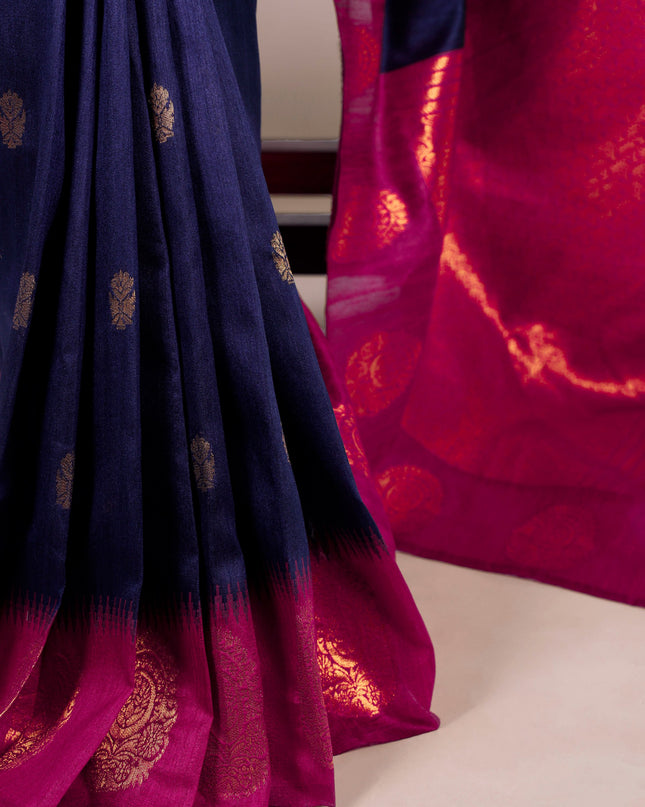 WMN 8002 Blue Poly Cotton Zari Weaving Saree 2026
