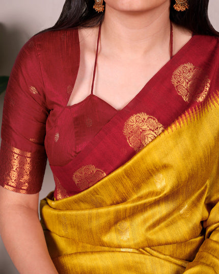 WMN 8002 Yellow Poly Cotton Zari Weaving Saree Festive Collection