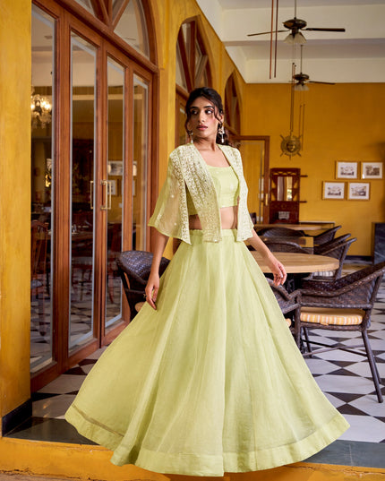 WMN 1119 Crush Fancy Lehenga Blouse With Designer Koti
