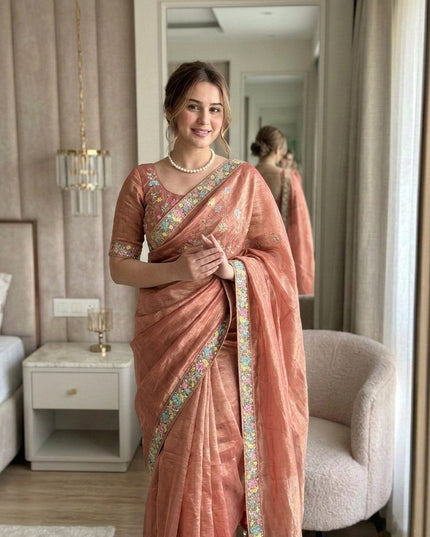 Kiara Dhanlakshmi 2 Fendy Chiffon Beads Embroidery Work Saree