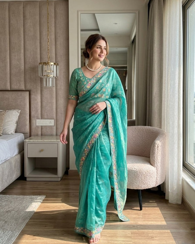 Kiara Dhanlakshmi 2 Fendy Chiffon Beads Work Party Wear Saree