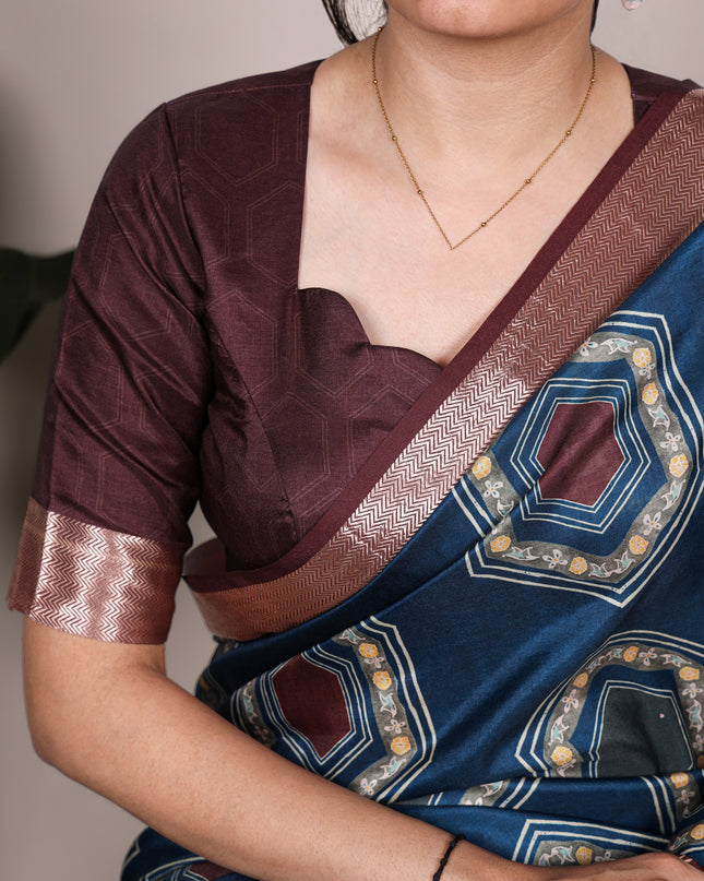 WMN 7022 Tasar Silk Brown Saree Collection