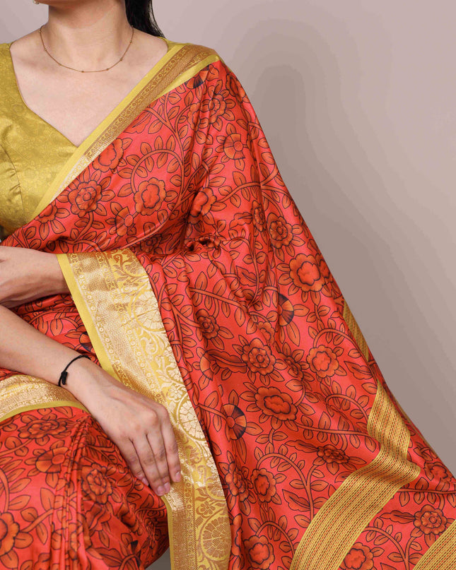 WMN 7058 Tasar Silk Olive Color Saree Collection