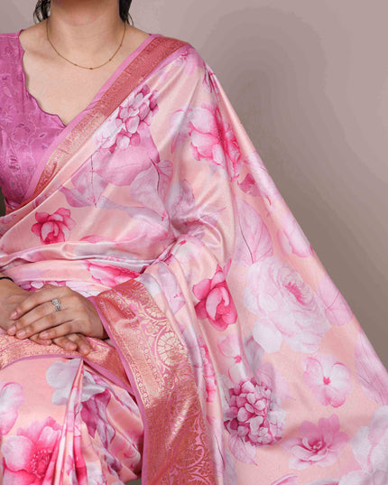 WMN 7058 Tasar Silk Baby Pink Color Saree