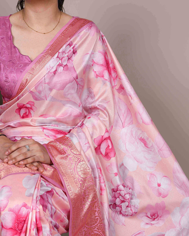 WMN 7058 Tasar Silk Baby Pink Color Saree