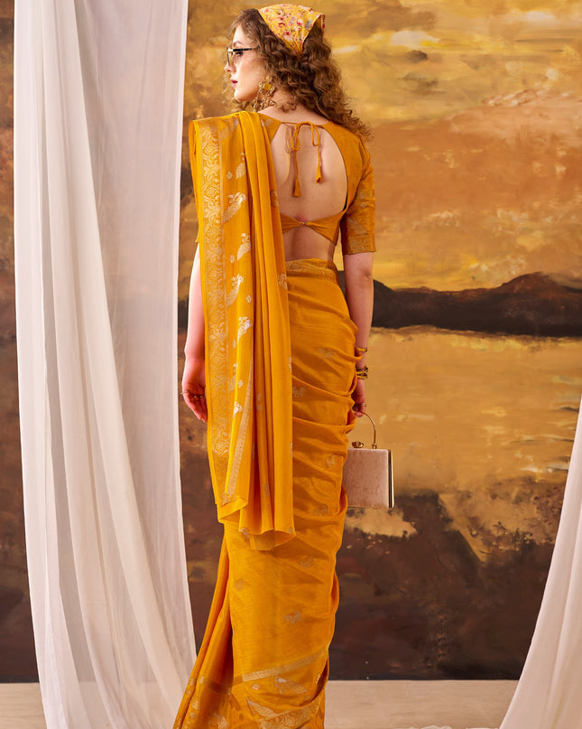 WMN 7913 Crepe Weaving Yellow Party Wera Saree