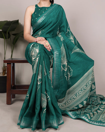 WMN 7213 Slub Silk Floral Printed Saree Collection