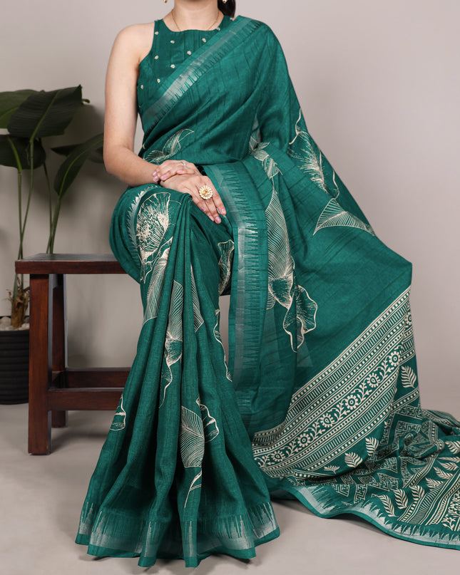 WMN 7213 Slub Silk Floral Printed Saree Collection