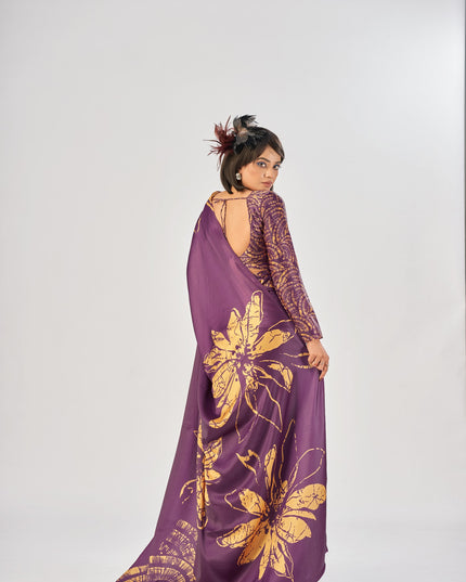 WMN 7016 Satin Silk Maroon Color Party Wear Saree