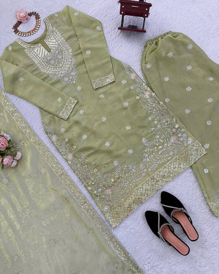Deepika 5981 Jmc Silk Micro Cotton Olive Readymade Dress