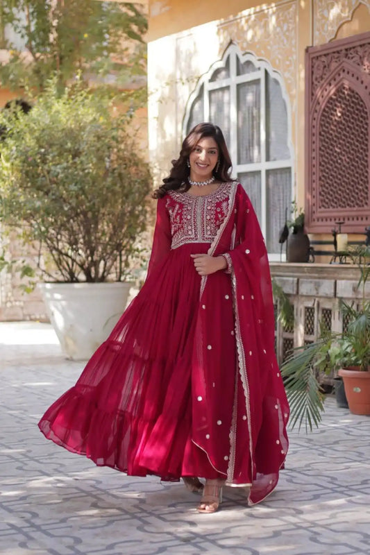 Mohini 9221 Ladies Faux Blooming Georgette Gown With Dupatta