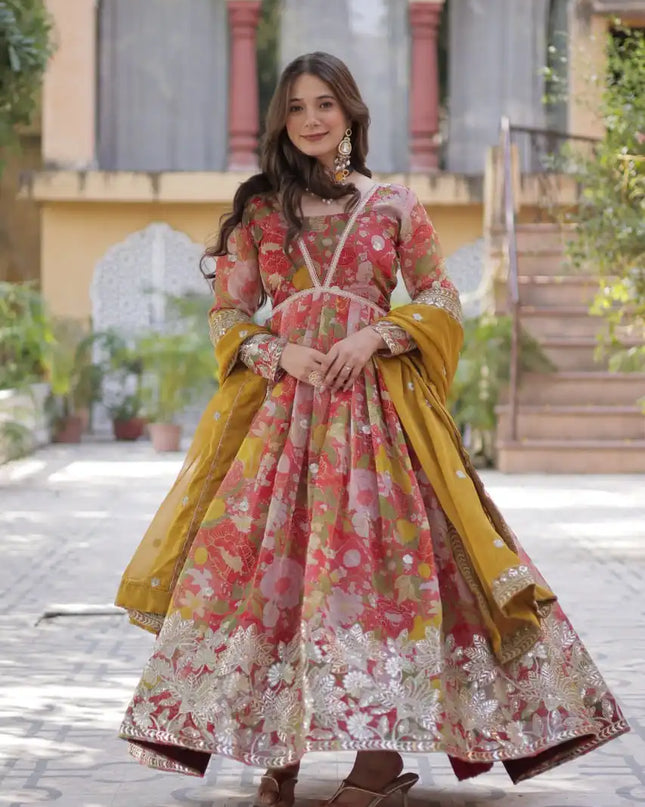 Moni 1159 Designer New Digital Printed Russian Silk Gown 2025