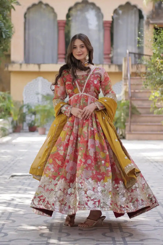 Moni 1159 Designer New Digital Printed Russian Silk Gown 2025